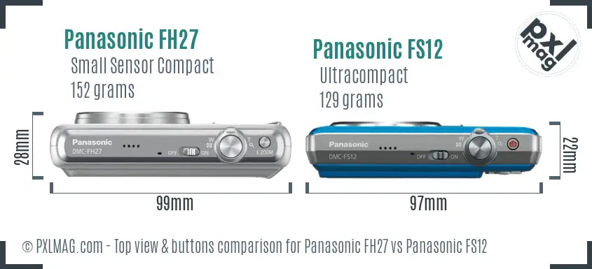 Panasonic FH27 vs Panasonic FS12 top view buttons comparison