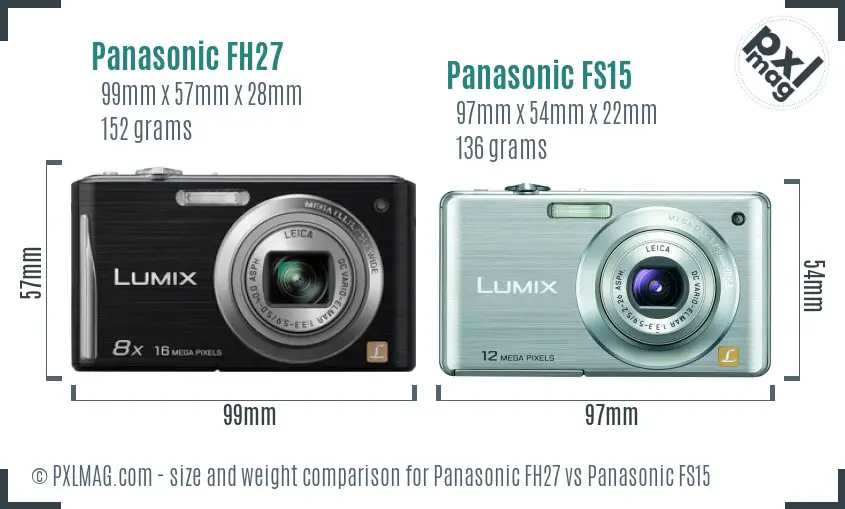 Panasonic FH27 vs Panasonic FS15 size comparison