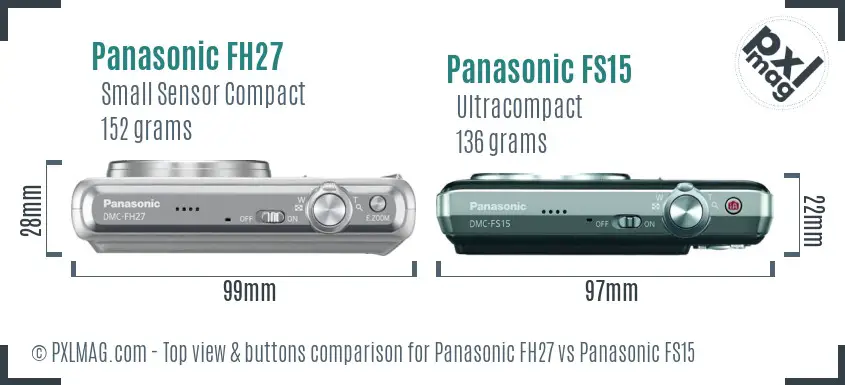 Panasonic FH27 vs Panasonic FS15 top view buttons comparison