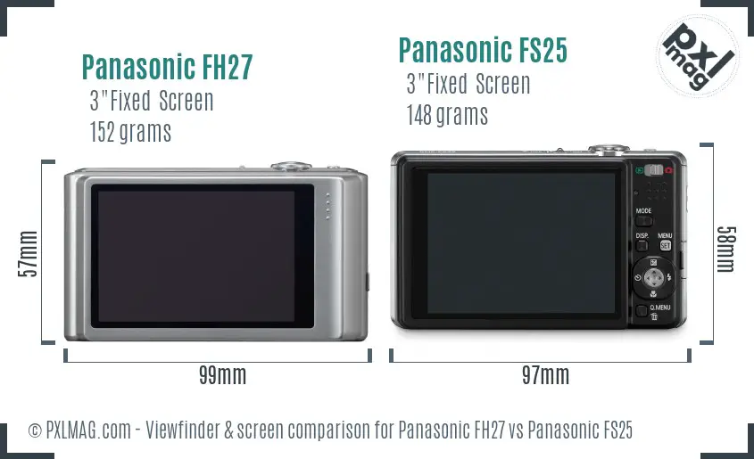 Panasonic FH27 vs Panasonic FS25 Screen and Viewfinder comparison