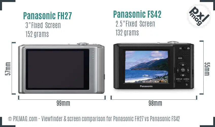 Panasonic FH27 vs Panasonic FS42 Screen and Viewfinder comparison