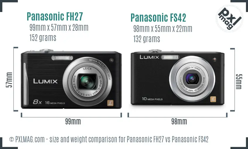 Panasonic FH27 vs Panasonic FS42 size comparison