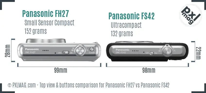 Panasonic FH27 vs Panasonic FS42 top view buttons comparison