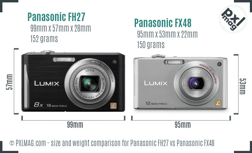 Panasonic FH27 vs Panasonic FX48 size comparison