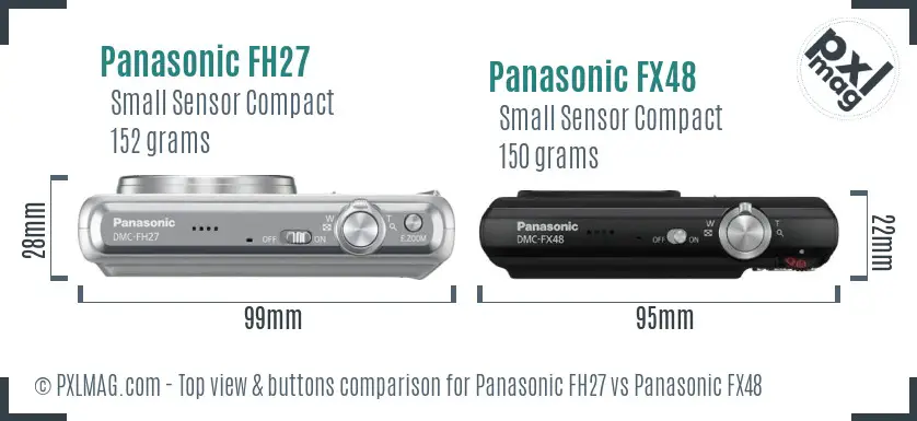 Panasonic FH27 vs Panasonic FX48 top view buttons comparison