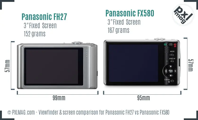 Panasonic FH27 vs Panasonic FX580 Screen and Viewfinder comparison