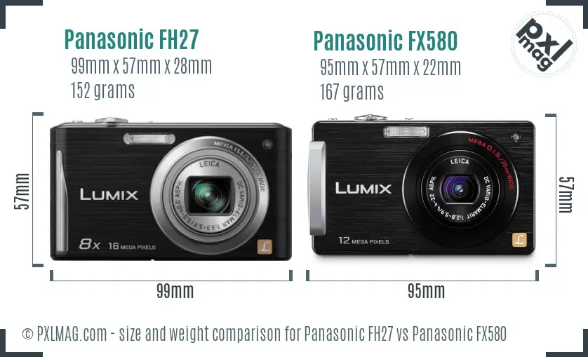 Panasonic FH27 vs Panasonic FX580 size comparison