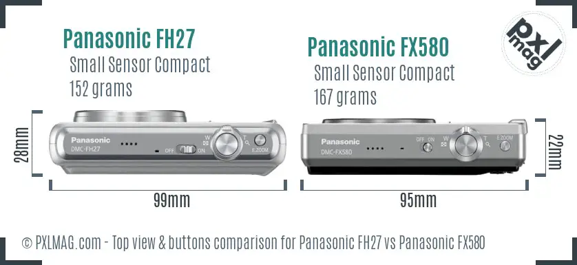 Panasonic FH27 vs Panasonic FX580 top view buttons comparison