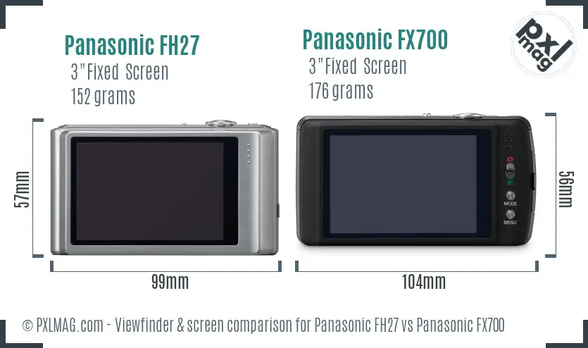 Panasonic FH27 vs Panasonic FX700 Screen and Viewfinder comparison