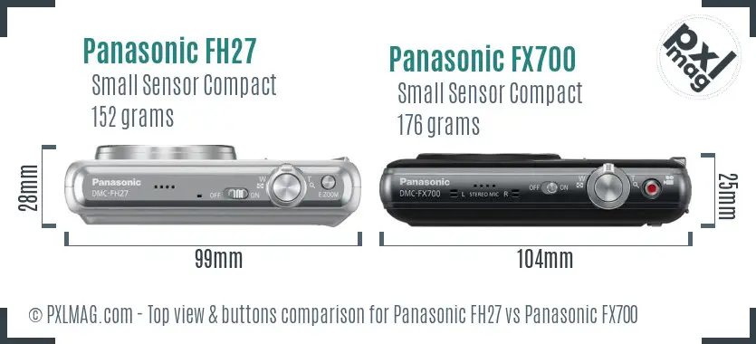 Panasonic FH27 vs Panasonic FX700 top view buttons comparison