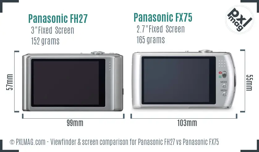 Panasonic FH27 vs Panasonic FX75 Screen and Viewfinder comparison