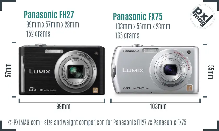 Panasonic FH27 vs Panasonic FX75 size comparison