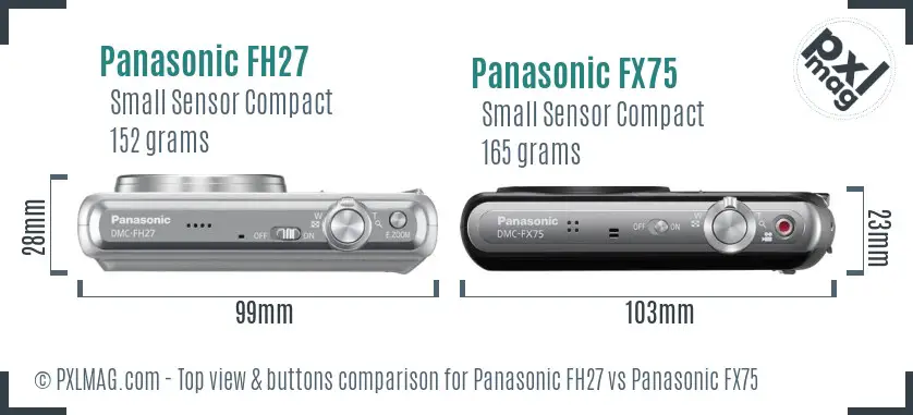 Panasonic FH27 vs Panasonic FX75 top view buttons comparison
