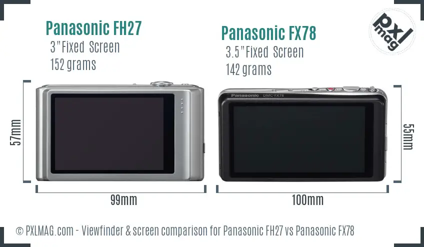 Panasonic FH27 vs Panasonic FX78 Screen and Viewfinder comparison