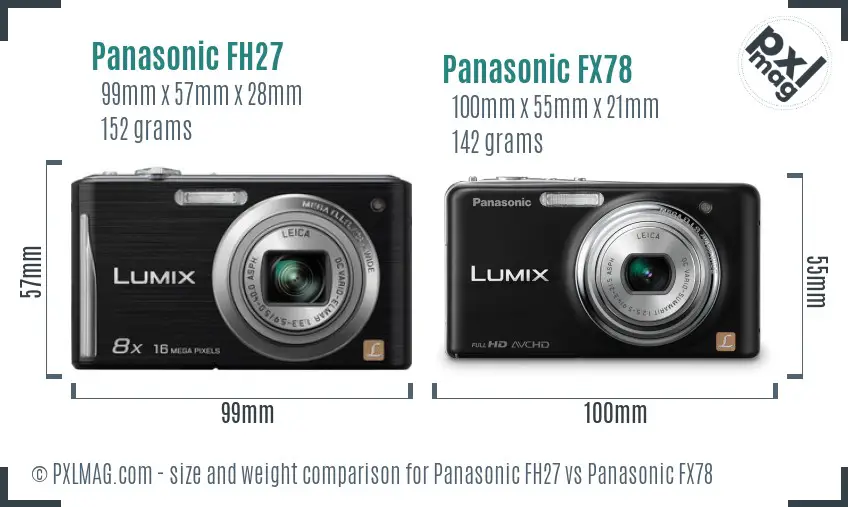 Panasonic FH27 vs Panasonic FX78 size comparison