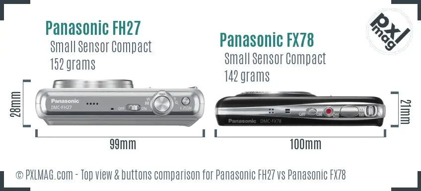 Panasonic FH27 vs Panasonic FX78 top view buttons comparison