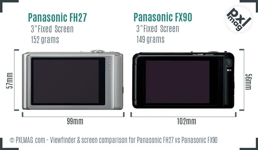 Panasonic FH27 vs Panasonic FX90 Screen and Viewfinder comparison