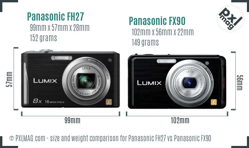 Panasonic FH27 vs Panasonic FX90 size comparison
