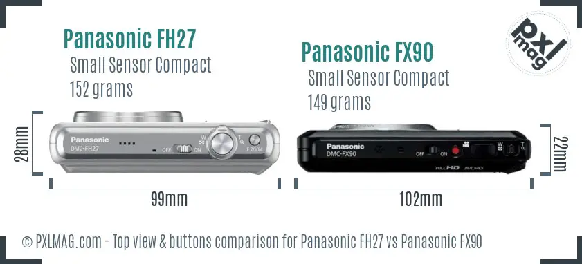 Panasonic FH27 vs Panasonic FX90 top view buttons comparison