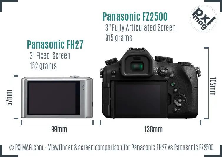 Panasonic FH27 vs Panasonic FZ2500 Screen and Viewfinder comparison