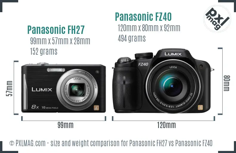 Panasonic FH27 vs Panasonic FZ40 size comparison Panasonic FH27 vs Panasonic FZ40 size comparison