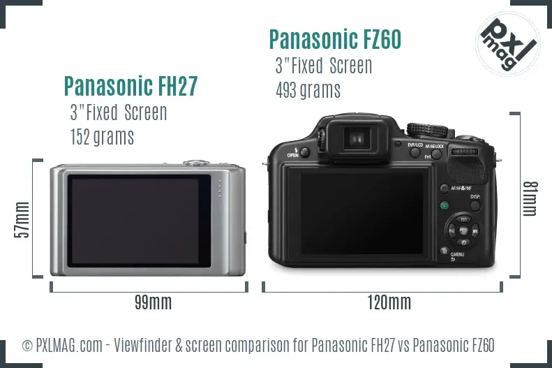 Panasonic FH27 vs Panasonic FZ60 Screen and Viewfinder comparison