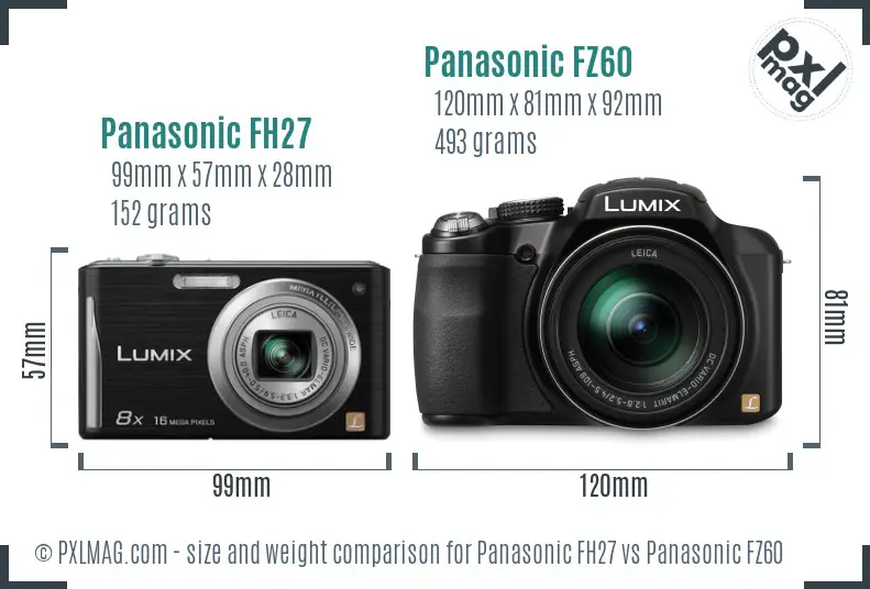 Panasonic FH27 vs Panasonic FZ60 size comparison