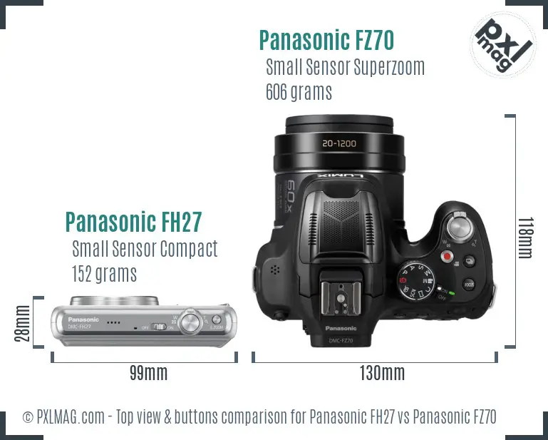 Panasonic FH27 vs Panasonic FZ70 top view buttons comparison