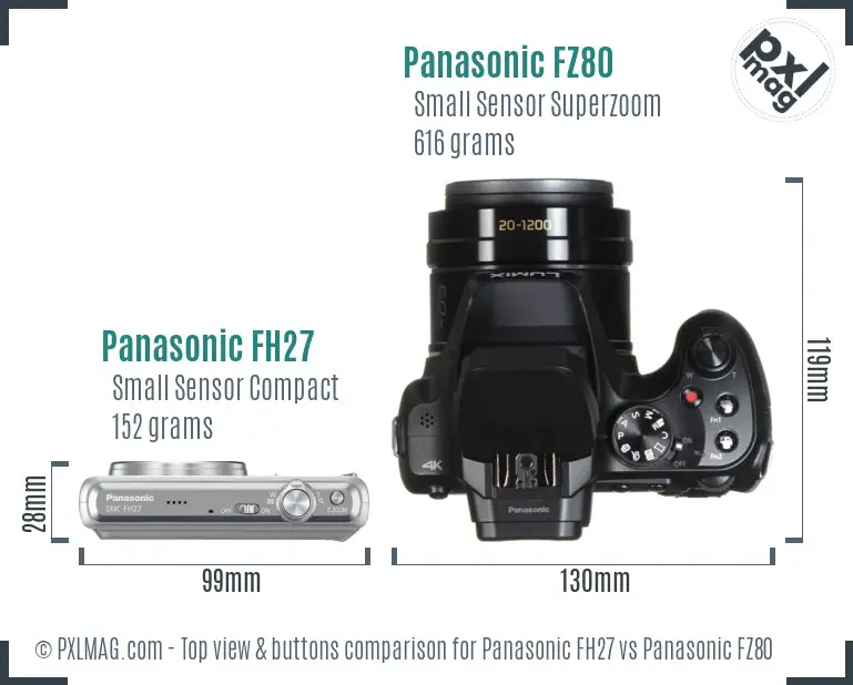 Panasonic FH27 vs Panasonic FZ80 top view buttons comparison