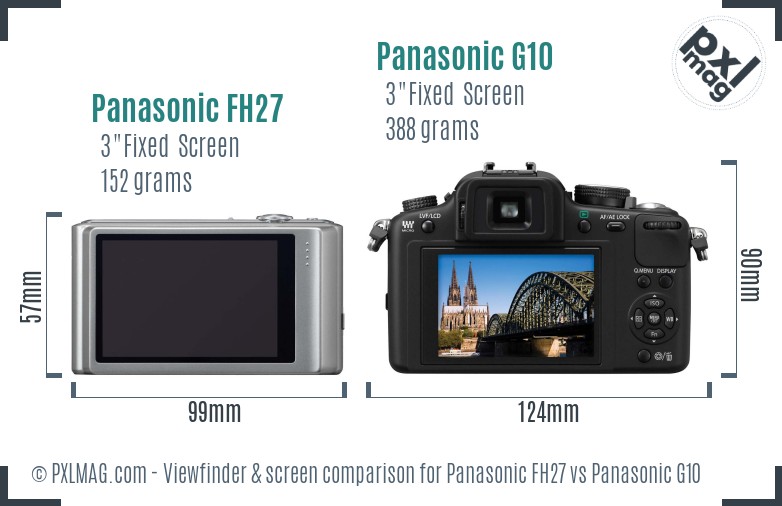 Panasonic FH27 vs Panasonic G10 Screen and Viewfinder comparison