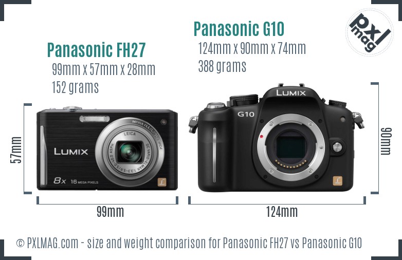 Panasonic FH27 vs Panasonic G10 size comparison