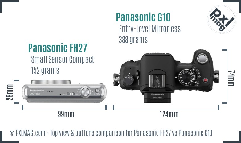 Panasonic FH27 vs Panasonic G10 top view buttons comparison