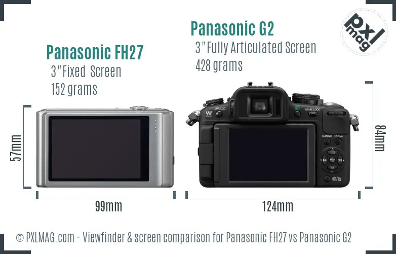 Panasonic FH27 vs Panasonic G2 Screen and Viewfinder comparison