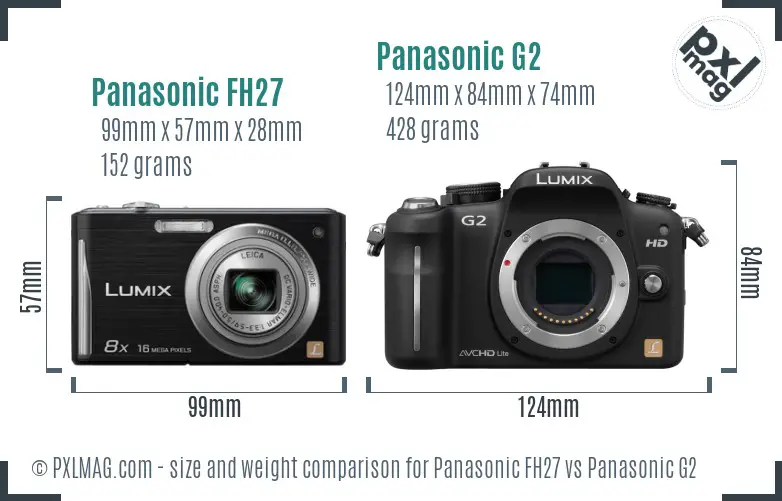 Panasonic FH27 vs Panasonic G2 size comparison