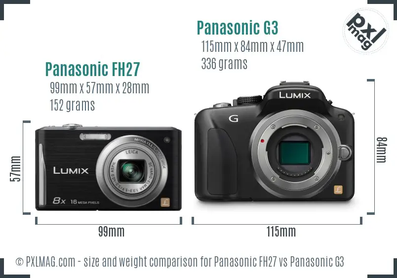 Panasonic FH27 vs Panasonic G3 size comparison