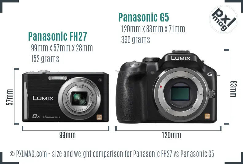 Panasonic FH27 vs Panasonic G5 size comparison