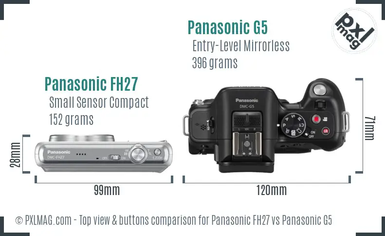 Panasonic FH27 vs Panasonic G5 top view buttons comparison