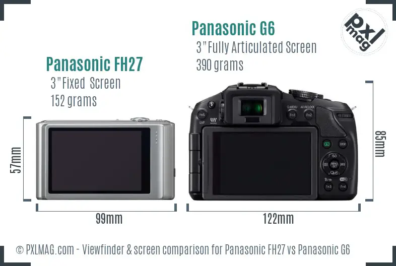 Panasonic FH27 vs Panasonic G6 Screen and Viewfinder comparison