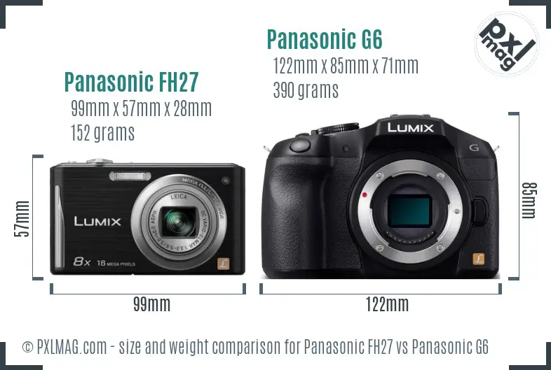 Panasonic FH27 vs Panasonic G6 size comparison