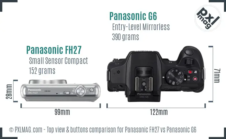 Panasonic FH27 vs Panasonic G6 top view buttons comparison