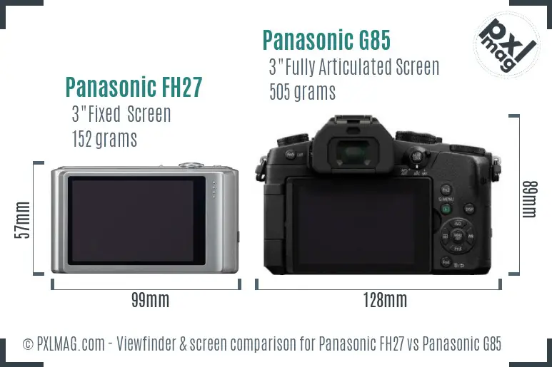 Panasonic FH27 vs Panasonic G85 Screen and Viewfinder comparison