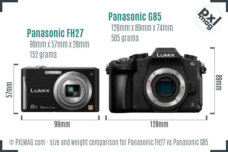 Panasonic FH27 vs Panasonic G85 size comparison
