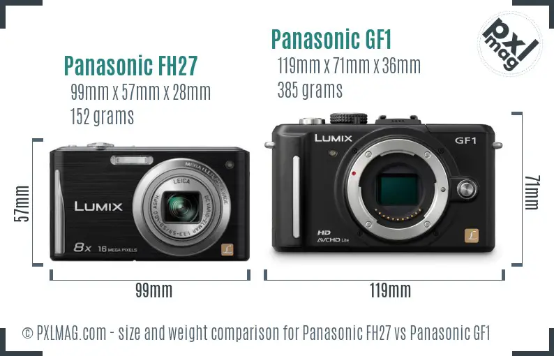 Panasonic FH27 vs Panasonic GF1 size comparison