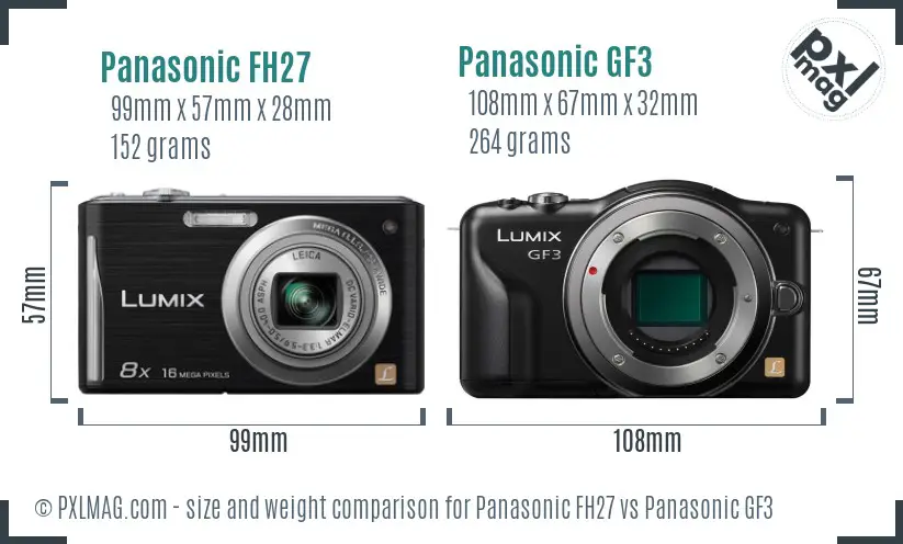 Panasonic FH27 vs Panasonic GF3 size comparison Panasonic FH27 vs Panasonic GF3 size comparison