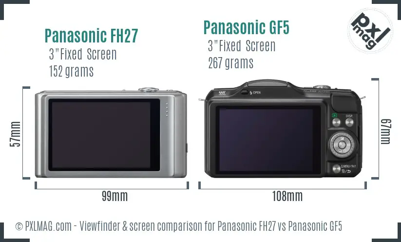 Panasonic FH27 vs Panasonic GF5 Screen and Viewfinder comparison