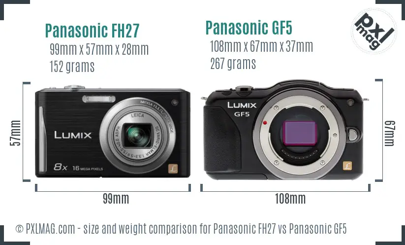 Panasonic FH27 vs Panasonic GF5 size comparison