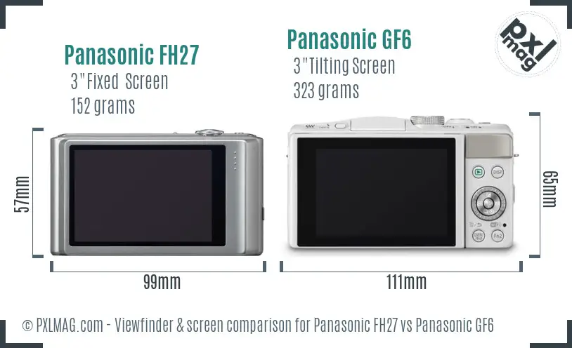 Panasonic FH27 vs Panasonic GF6 Screen and Viewfinder comparison