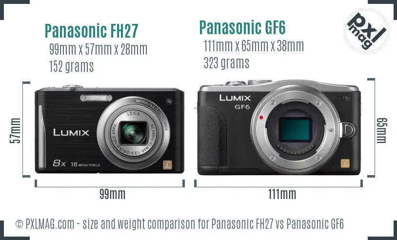 Panasonic FH27 vs Panasonic GF6 size comparison