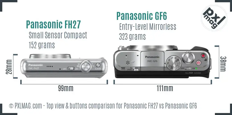 Panasonic FH27 vs Panasonic GF6 top view buttons comparison