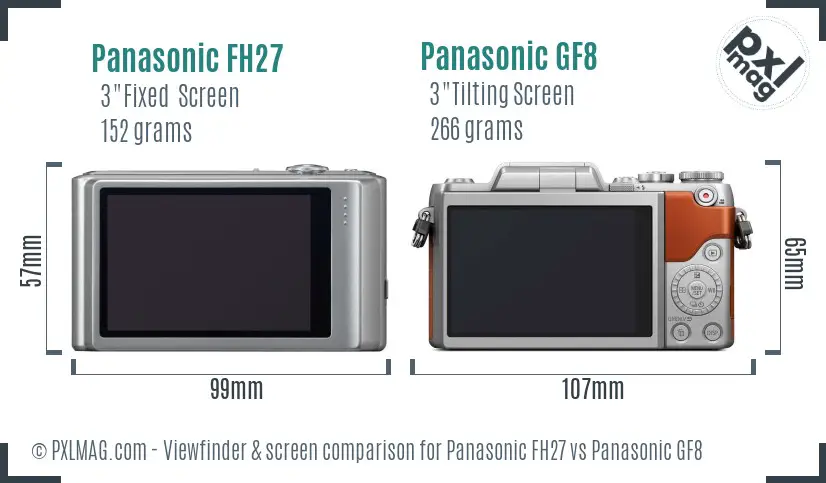Panasonic FH27 vs Panasonic GF8 Screen and Viewfinder comparison Panasonic FH27 vs Panasonic GF8 Screen and Viewfinder comparison